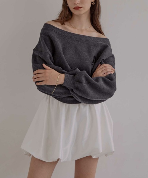 ACYM（アシーム）の「A logo off shoulder スウェット（スウェット・レディース・グレー/アイボリー・FREE）」の12枚目の写真