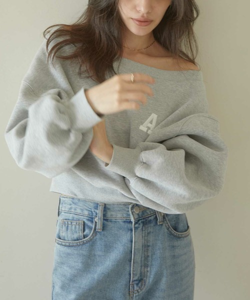 ACYM（アシーム）の「A logo off shoulder スウェット（スウェット・レディース・グレー/アイボリー・FREE）」の7枚目の写真