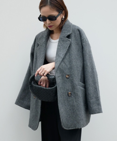 My shawty(マイシャウティー)の「shaggy middle jacket(テーラードジャケット・レディース・アイボリー/グレー・FREE)」の2枚目の写真