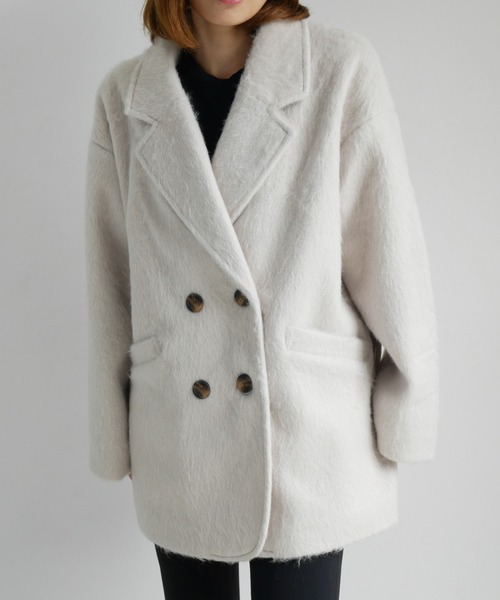 My shawty(マイシャウティー)の「shaggy middle jacket(テーラードジャケット・レディース・アイボリー/グレー・FREE)」の1枚目の写真
