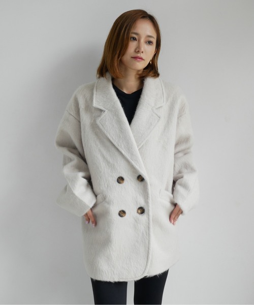 My shawty(マイシャウティー)の「shaggy middle jacket(テーラードジャケット・レディース・アイボリー/グレー・FREE)」の13枚目の写真