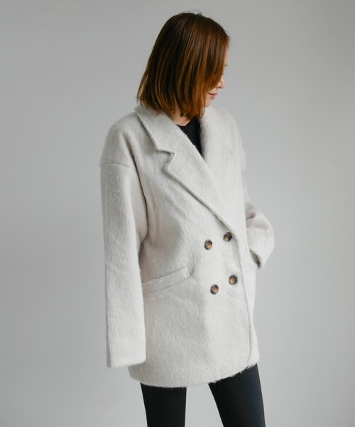 My shawty(マイシャウティー)の「shaggy middle jacket(テーラードジャケット・レディース・アイボリー/グレー・FREE)」の14枚目の写真