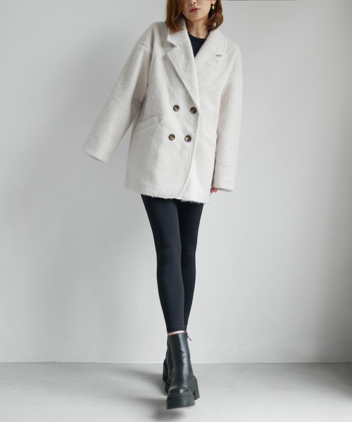 My shawty(マイシャウティー)の「shaggy middle jacket(テーラードジャケット・レディース・アイボリー/グレー・FREE)」の11枚目の写真