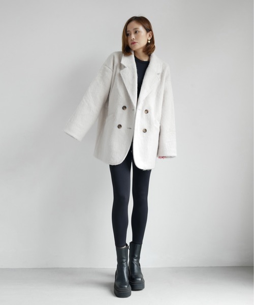 My shawty(マイシャウティー)の「shaggy middle jacket(テーラードジャケット・レディース・アイボリー/グレー・FREE)」の8枚目の写真