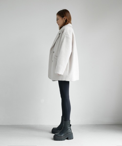 My shawty(マイシャウティー)の「shaggy middle jacket(テーラードジャケット・レディース・アイボリー/グレー・FREE)」の9枚目の写真