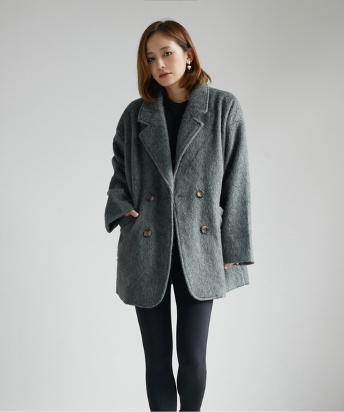 My shawty(マイシャウティー)の「shaggy middle jacket(テーラードジャケット・レディース・アイボリー/グレー・FREE)」の19枚目の写真