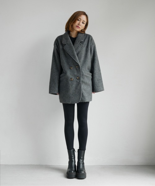 My shawty(マイシャウティー)の「shaggy middle jacket(テーラードジャケット・レディース・アイボリー/グレー・FREE)」の17枚目の写真