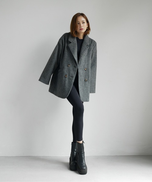 My shawty(マイシャウティー)の「shaggy middle jacket(テーラードジャケット・レディース・アイボリー/グレー・FREE)」の15枚目の写真