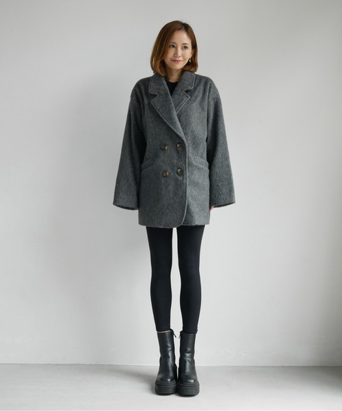 My shawty(マイシャウティー)の「shaggy middle jacket(テーラードジャケット・レディース・アイボリー/グレー・FREE)」の16枚目の写真