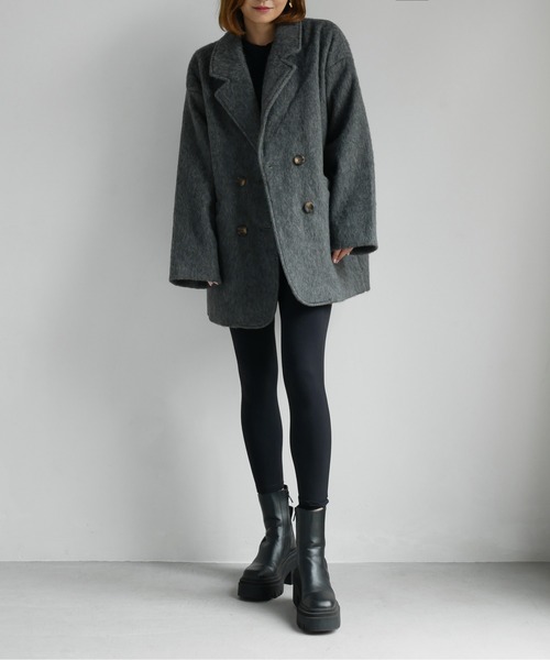 My shawty(マイシャウティー)の「shaggy middle jacket(テーラードジャケット・レディース・アイボリー/グレー・FREE)」の18枚目の写真