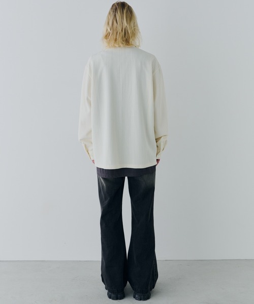 AFF AIVER（エイエフエフアイバー）の「AFF AIVER　ヘリンボーンニットカットルーズシャツ（シャツ/ブラウス・メンズ・ブラック/オフホワイト・SMALL/MEDIUM/LARGE）」の16枚目の写真