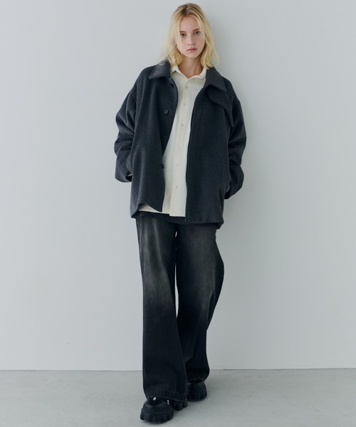 AFF AIVER（エイエフエフアイバー）の「AFF AIVER　ヘリンボーンニットカットルーズシャツ（シャツ/ブラウス・メンズ・ブラック/オフホワイト・SMALL/MEDIUM/LARGE）」の20枚目の写真