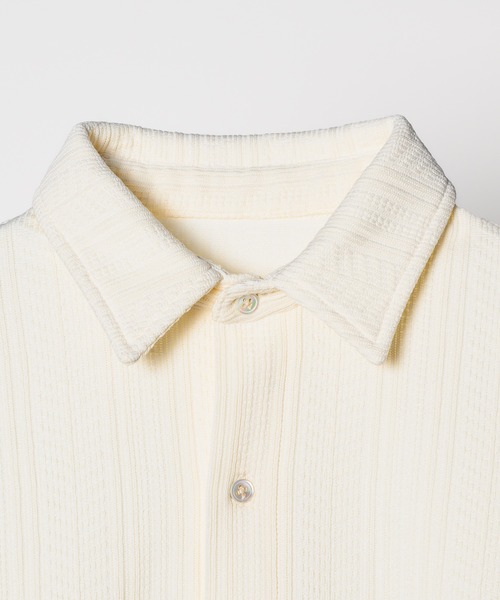 AFF AIVER（エイエフエフアイバー）の「AFF AIVER　ヘリンボーンニットカットルーズシャツ（シャツ/ブラウス・メンズ・ブラック/オフホワイト・SMALL/MEDIUM/LARGE）」の9枚目の写真