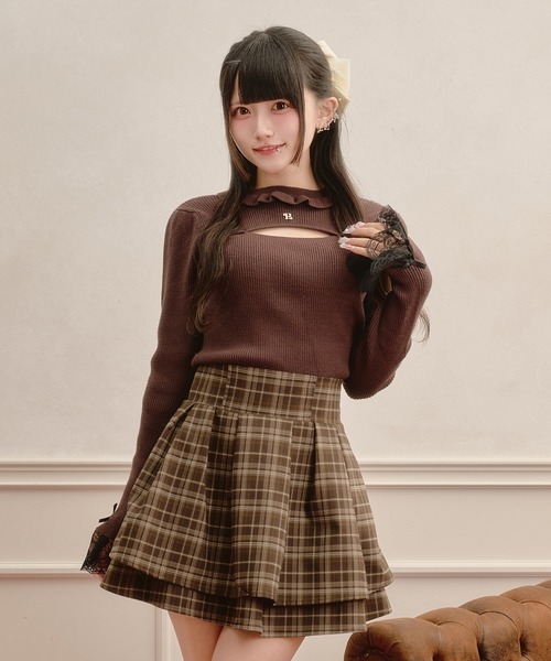 Pal elfy(パルエルフィー)の「胸開きロゴチャームリブニット(ニット/セーター・レディース・ブラウン系その他/ブラック/オフホワイト・フリー)」の3枚目の写真