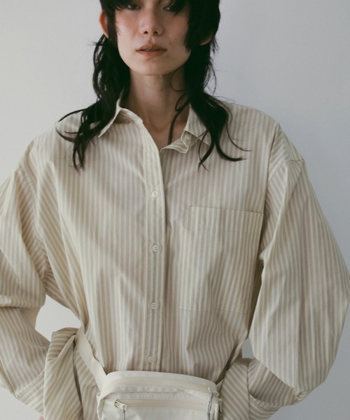 anuke（アンヌーク）の「Stripe Over Shirts（シャツ/ブラウス・レディース・オレンジ/アイボリー・FREE）」の2枚目の写真