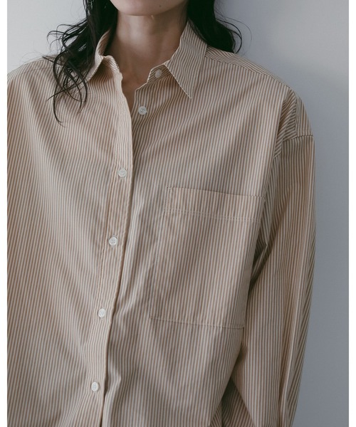 anuke（アンヌーク）の「Stripe Over Shirts（シャツ/ブラウス・レディース・オレンジ/アイボリー・FREE）」の5枚目の写真