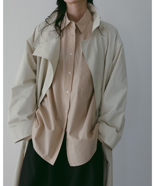 anuke（アンヌーク）の「Stripe Over Shirts（シャツ/ブラウス・レディース・オレンジ/アイボリー・FREE）」の8枚目の写真