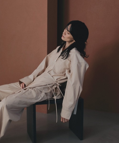 anuke（アンヌーク）の「Stripe Over Shirts（シャツ/ブラウス・レディース・オレンジ/アイボリー・FREE）」の3枚目の写真