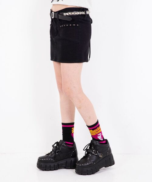 HYSTERIC GLAMOUR（ヒステリックグラマー）の「バックレースアップ マイクロミニデニムスカート（スカート・レディース・ブラック・24inch/25inch/26inch/27inch）」の5枚目の写真