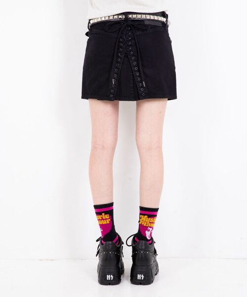 バックレースアップ マイクロミニデニムスカート（スカート