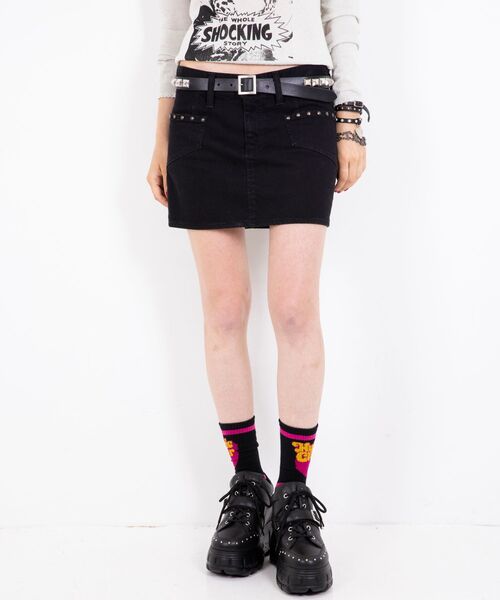 HYSTERIC GLAMOUR(ヒステリックグラマー)の「バックレースアップ マイクロミニデニムスカート(スカート・レディース・ブラック/ライトインディゴブルー・24inch/25inch/26inch/27inch)」の11枚目の写真