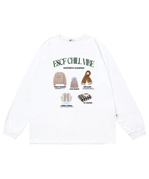 ESCAPEFROM(エスケープフロム)の「チルバイブプリントロングスリーブホワイト(Tシャツ/カットソー・レディース・その他・MEDIUM/LARGE/SMALL)」の4枚目の写真