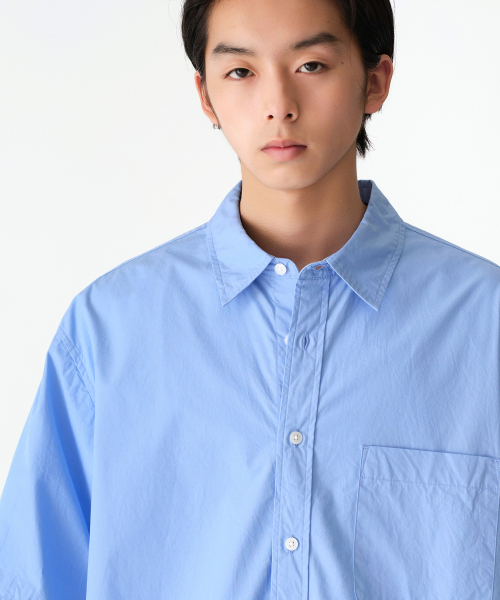 MUSINSA STANDARD（ムシンサスタンダード）の「リラックスドウォッシュドポプリン半袖シャツ[サックスブルー]（シャツ/ブラウス・メンズ・その他・XX-LARGE/SMALL/MEDIUM/LARGE/X-LARGE）」の4枚目の写真