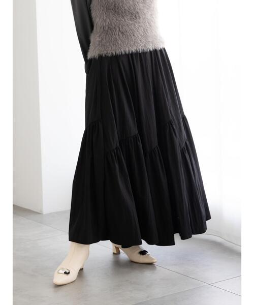 Te chichi（テチチ）の「マットタフタバイヤスティアードスカート《2025winter catalog item》（スカート・レディース・ブラック/ラベンダー/モカ・F）」の2枚目の写真