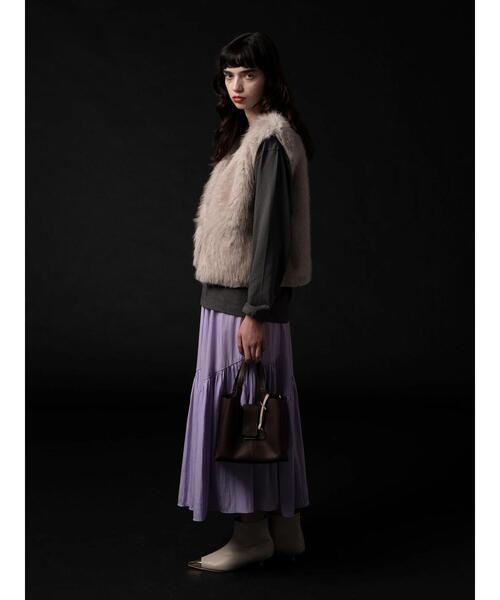 Te chichi（テチチ）の「マットタフタバイヤスティアードスカート《2025winter catalog item》（スカート・レディース・ブラック/ラベンダー/モカ・F）」の5枚目の写真