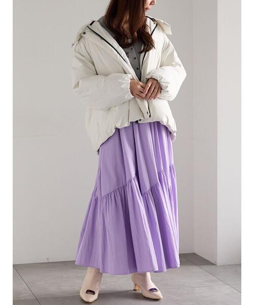 Te chichi（テチチ）の「マットタフタバイヤスティアードスカート《2025winter catalog item》（スカート・レディース・ブラック/ラベンダー/モカ・F）」の6枚目の写真