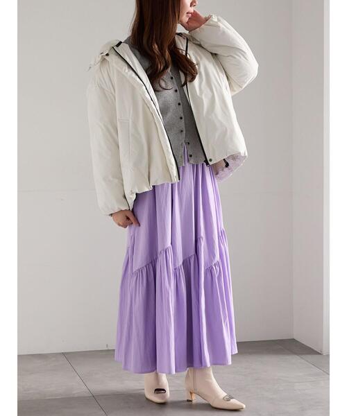 Te chichi（テチチ）の「マットタフタバイヤスティアードスカート《2025winter catalog item》（スカート・レディース・ブラック/ラベンダー/モカ・F）」の7枚目の写真