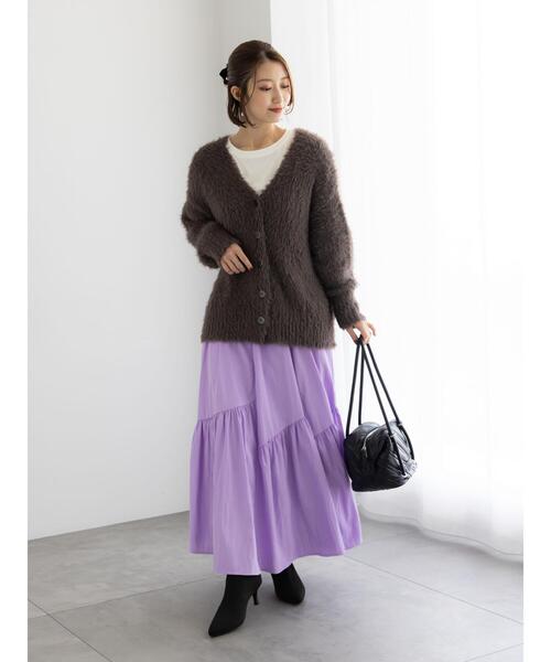 Te chichi（テチチ）の「マットタフタバイヤスティアードスカート《2025winter catalog item》（スカート・レディース・ブラック/ラベンダー/モカ・F）」の8枚目の写真