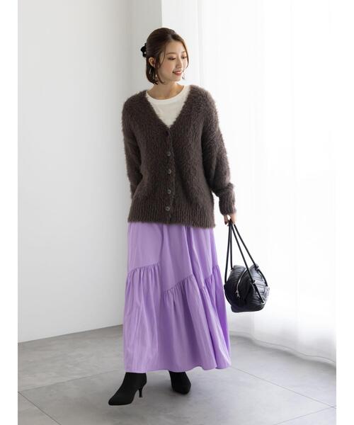 Te chichi（テチチ）の「マットタフタバイヤスティアードスカート《2025winter catalog item》（スカート・レディース・ブラック/ラベンダー/モカ・F）」の9枚目の写真