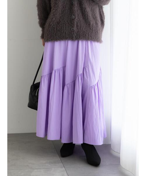 Te chichi（テチチ）の「マットタフタバイヤスティアードスカート《2025winter catalog item》（スカート・レディース・ブラック/ラベンダー/モカ・F）」の10枚目の写真
