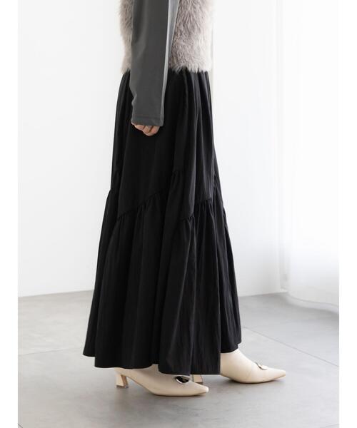 Te chichi（テチチ）の「マットタフタバイヤスティアードスカート《2025winter catalog item》（スカート・レディース・ブラック/ラベンダー/モカ・F）」の18枚目の写真