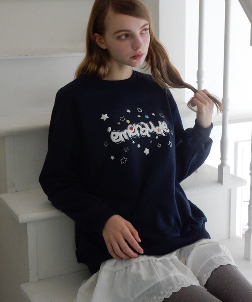 Birthday room（バースデイルーム）の「ボタンデコパフスウェット/button deco puff sweatshirt（スウェット・レディース・グレー/ネイビー・FREE）」の22枚目の写真