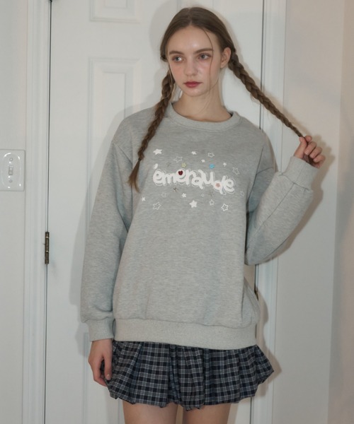 Birthday room（バースデイルーム）の「ボタンデコパフスウェット/button deco puff sweatshirt（スウェット・レディース・グレー/ネイビー・FREE）」の7枚目の写真