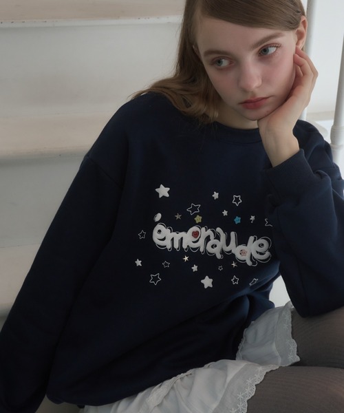 Birthday room（バースデイルーム）の「ボタンデコパフスウェット/button deco puff sweatshirt（スウェット・レディース・グレー/ネイビー・FREE）」の11枚目の写真