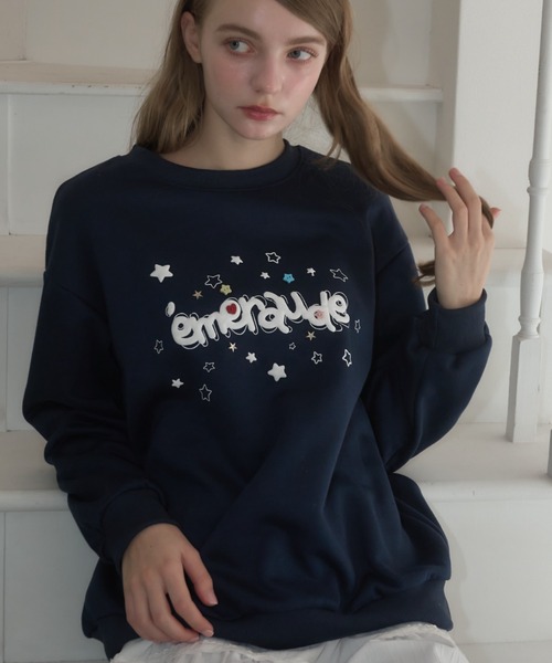 Birthday room（バースデイルーム）の「ボタンデコパフスウェット/button deco puff sweatshirt（スウェット・レディース・グレー/ネイビー・FREE）」の13枚目の写真