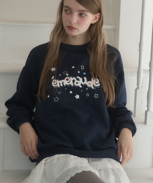 Birthday room（バースデイルーム）の「ボタンデコパフスウェット/button deco puff sweatshirt（スウェット・レディース・グレー/ネイビー・FREE）」の17枚目の写真