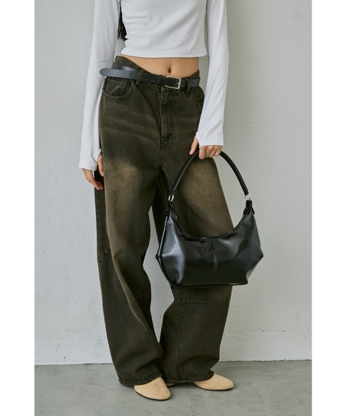 un/neu（アンノイ）の「ワンハンドルホーボー２WAYミニバッグ / ショルダーバッグ（ハンドバッグ・レディース・ブラウン/ブラック・FREE）」の5枚目の写真