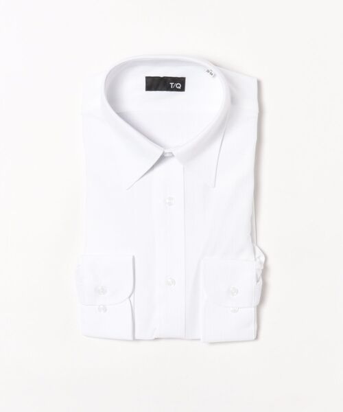 TAKA-Q（タカキュー）の「【ノンアイロン ストレッチ 吸水速乾】タカキュー レギュラーカラー ビジネスドレス長袖ニットシャツ（ビジネスシャツ・メンズ・ホワイト・首回り39cm-裄丈80cm/首回り39cm-裄丈84cm/首回り41cm-裄丈82cm/首回り41cm-裄丈86cm/首回り43cm-裄丈82cm/首回り43cm-裄丈86cm/首回り45cm-裄丈86cm）」の4枚目の写真