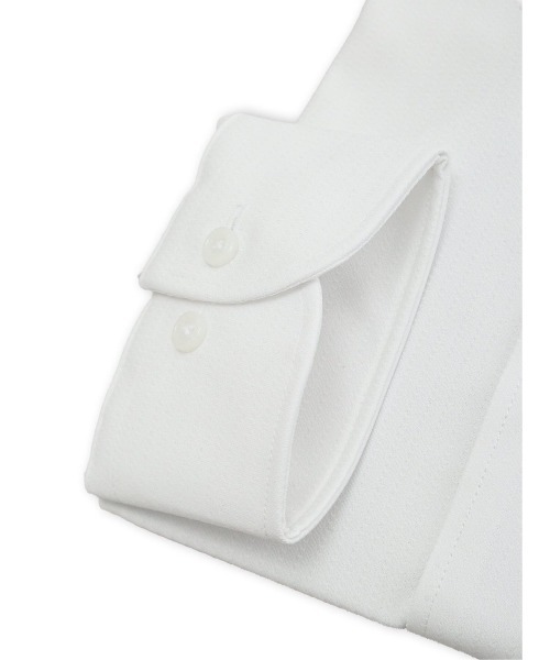 TAKA-Q（タカキュー）の「【ノンアイロン ストレッチ 吸水速乾】タカキュー レギュラーカラー ビジネスドレス長袖ニットシャツ（ビジネスシャツ・メンズ・ホワイト・首回り39cm-裄丈80cm/首回り39cm-裄丈84cm/首回り41cm-裄丈82cm/首回り41cm-裄丈86cm/首回り43cm-裄丈82cm/首回り43cm-裄丈86cm/首回り45cm-裄丈86cm）」の6枚目の写真