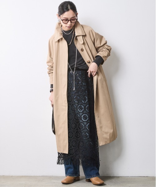 CHIC STYLE（シックスタイル）の「バルマカーンコート＜大きいサイズ有＞シックスタイル（ステンカラーコート・レディース・ネイビー/ベージュ・5L/4L/3L/LL/L/M）」の3枚目の写真