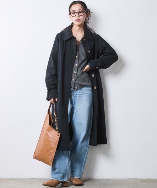 CHIC STYLE（シックスタイル）の「バルマカーンコート＜大きいサイズ有＞シックスタイル（ステンカラーコート・レディース・ネイビー/ベージュ・5L/4L/3L/LL/L/M）」の16枚目の写真