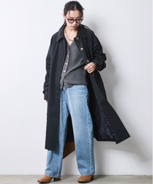 CHIC STYLE（シックスタイル）の「バルマカーンコート＜大きいサイズ有＞シックスタイル（ステンカラーコート・レディース・ネイビー/ベージュ・5L/4L/3L/LL/L/M）」の17枚目の写真