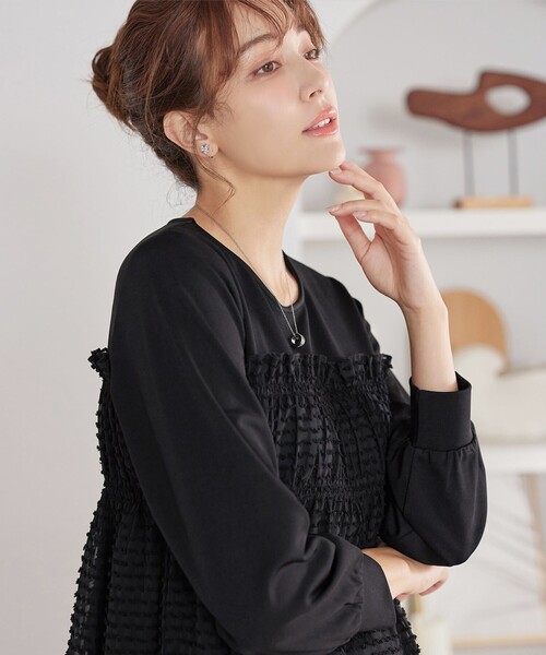 Tiaclasse(ティアクラッセ)の「ポンチ×ジャガードドッキングチュニック(Tシャツ/カットソー・レディース・キャメル/ブラック・XL/XXL)」の10枚目の写真