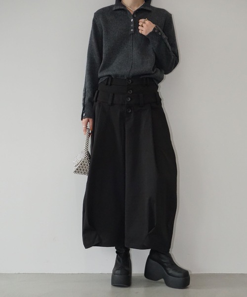 chuclla（チュクラ）の「ボタンラインハイネックニット chw25a141（ニット/セーター・レディース・アイボリー/ダークグレー・FREE）」の11枚目の写真