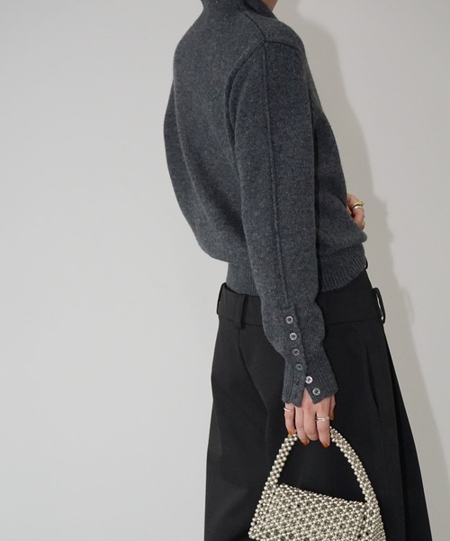 chuclla（チュクラ）の「ボタンラインハイネックニット chw25a141（ニット/セーター・レディース・アイボリー/ダークグレー・FREE）」の16枚目の写真