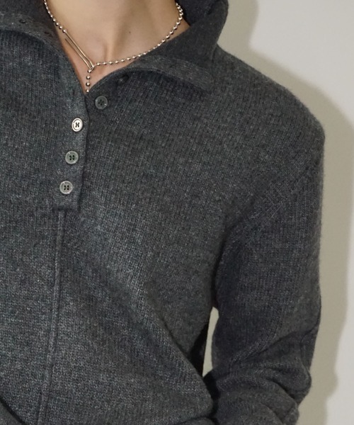 chuclla（チュクラ）の「ボタンラインハイネックニット chw25a141（ニット/セーター・レディース・アイボリー/ダークグレー・FREE）」の17枚目の写真